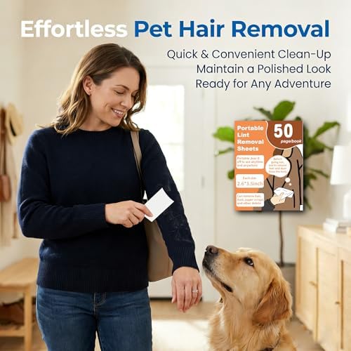 Mini Portable Lint Remover Strips & Pet Hair Remover - Pocket Sticky Stickers for Clothes, Travel & Handbags (50 Pieces) (100)