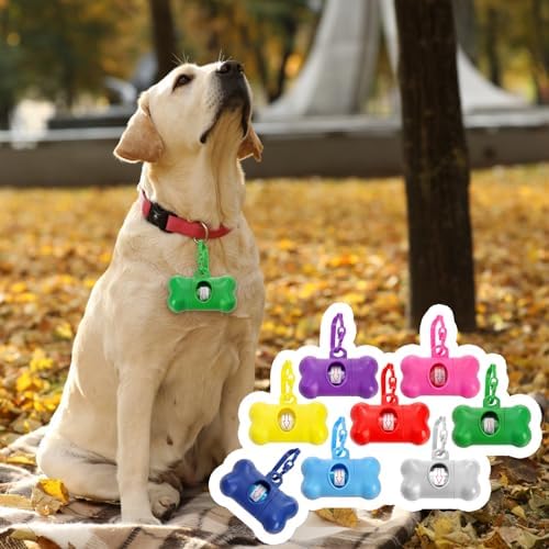 Fasmov 56 Pack Dog Poop Trash Bag Holder Dispenser Dog Poop Waste Bag Holder, Leak Proof, Dispenser Pet Waste Disposal Bag for Leash with Hook, PET Waste Bags for Walking Dogs Outdoor, Multiple Colors