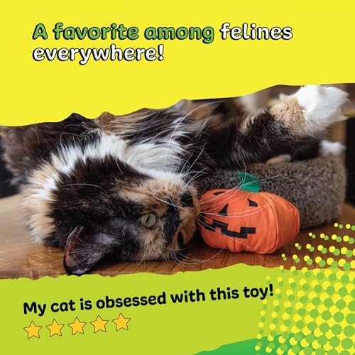 Yeowww! Catnip Haloween Pumpkin Catnip Cat Toy - 3 in toy for cats - 100% Stuffed with Premium Organically Grown Catnip, Made in USA
