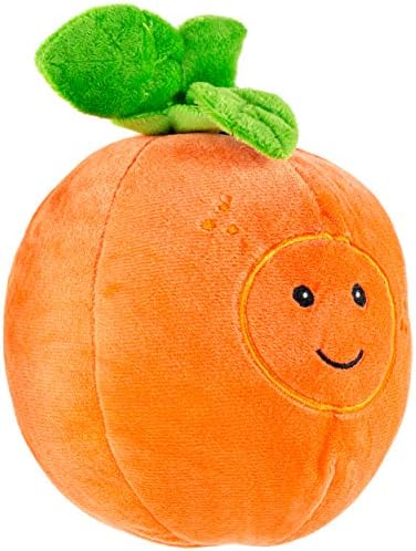 Giftable World Pet Plush Pet Toy Fruits, Cupcakes, Ice Creams, Mug with Squeaker Dog Chew Toy (6" Tangy Orange)