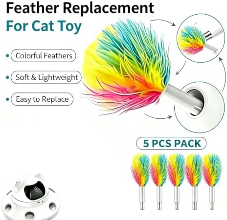 Telescopic Feather Decor Parts, Replacement Accessory 3-in-1 Auto Cat Toy (Only Feather Attachment, Toy Base Not Included)