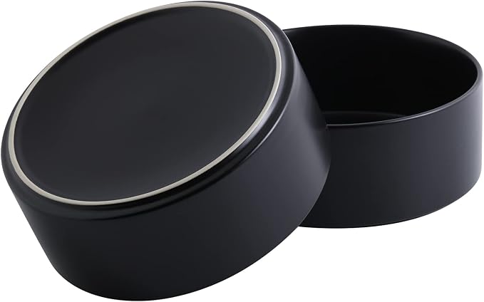 Black Raised/Elevated Ceramic Dog Bowl for Medium Large Sized Breeds,Large Dog Food Water Bowl with Stand,8 in Non Slip Heavy Weighted 1800ml/ 7.6 Cups/60 OZ