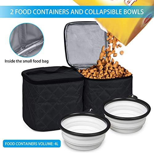 BAGLHER Dog Travel Bag, Airline Approved Pet Supplies Backpack, Dog Travel Backpack with 2 Silicone Collapsible Bowls and 2 Food Baskets, Black