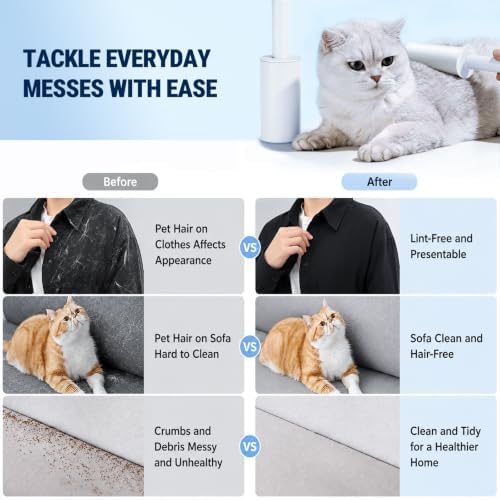 Retractable Mini Home Travel Lint Roller Strong Sticky w/120 Sheets -2 Pack