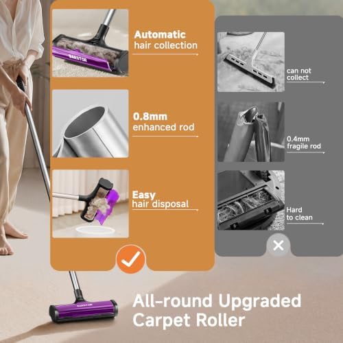 Pet Hair Remover for Carpet, Carpet Sweeper with Dust Container