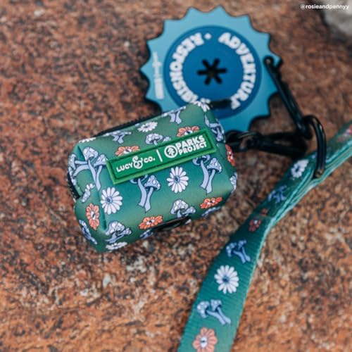 Lucy & Co. x Parks Project Power to the Parks Dog Poop Bag Holder and Dispenser, Clips to Leash, Water-Repellent Neoprene, Includes Refill Roll