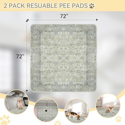 Washable Pee Pads for Dogs and Cats - 100% Waterproof Leakproof Reusable Puppy Pads, Super Absorbent & Non-Slip Whelping Training Pads Litter Mat for Furniture Protector Pet Housebreaking