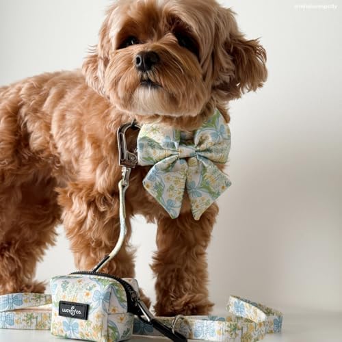 Lucy & Co. Sunshine and Daffodils Dog Poop Bag Holder and Dispenser, Clips to Leash, Water-Repellent Neoprene, Includes Refill Roll
