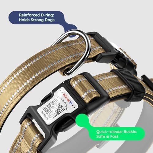Premium Airtag Dog Collar,with IP68 Waterproof AirTag Holder,Brown,XL