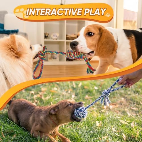 Dog Rope Toys 7 Pack - Puppy Teething Toys for Small/Medium Dogs - Durable Dog Chew Toys for Aggressive Chewers - Interactive Tug of War Toys for Boredom & Teeth Cleaning