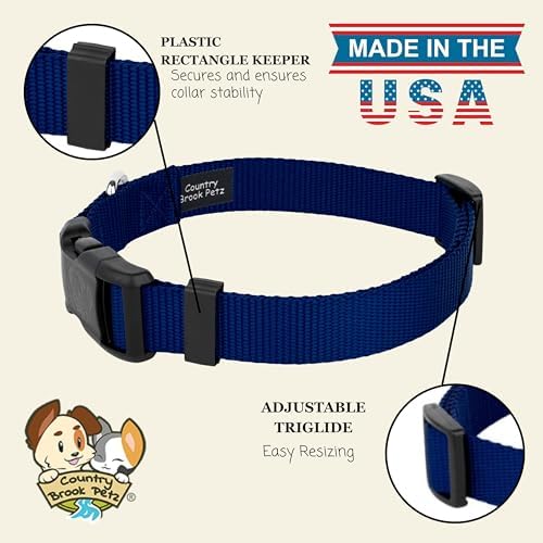 Country Brook Petz - Everyday Nylon Dog Collar for Large, Medium, and Small Dogs and Puppies - for Everyday Use in 30+ Colors (Small, 3/4 Inch Wide, Royal Blue)