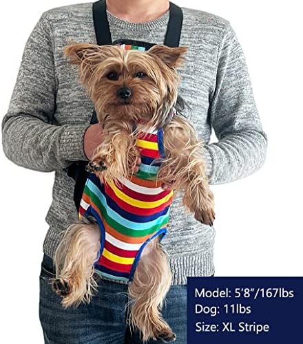 Leconpet Pet Carrier Backpack, Legs Out Adjustable Pet Front Cat Dog Carrier Backpack, Easy-Fit Dog Travel Backpack Carrier for Hiking Camping for Small Medium Puppies Cats (XL, Stripe)