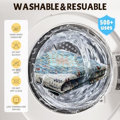 Washable Pee Pads for Dogs, Stylish Absorbent Reusable Training Dog Pads, Non-Slip and Leak-Proof Puppy Pads, Potty Pads for Crates, Whelping, Playpen, Bed and Floors (Blue Medallion, 18" x 24" 2PACK)