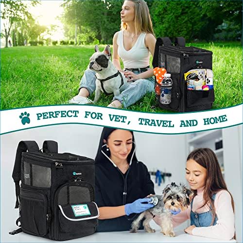 PetAmi Dog Backpack Carrier, Airline Approved 4-Way Entry Cat Bag, Black