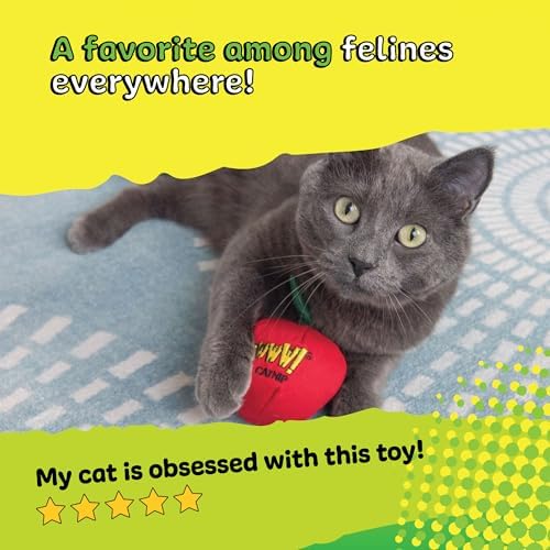 Yeowww! Catnip Apple Cat Toy - 4 in toy for cats with Crinkly Leaf, 100% Stuffed with Premium Organically Grown Catnip, Made in USA