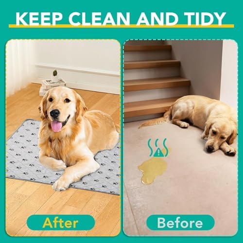 FUWERY Washable Pee Pads for Dogs ,36"X41", Grey, 5 Packs