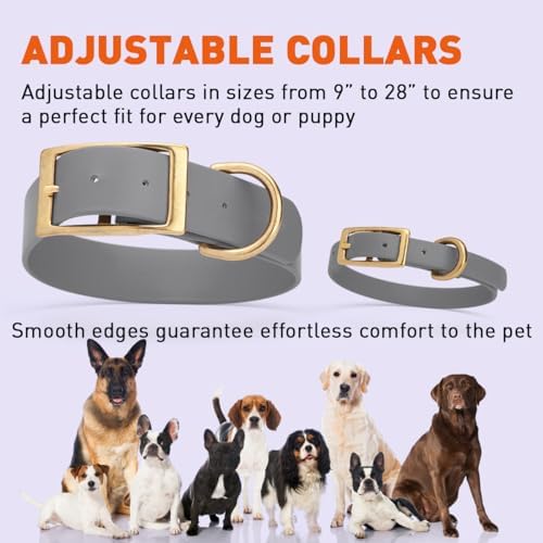 Viper Biothane Heavy Duty Waterproof Dog Collar Strong Coated Nylon Webbing w/Solid Brass Hardware Odor-Proof Easy to Clean High Performance Fits Small Medium or Large Dogs, Battleship Gray