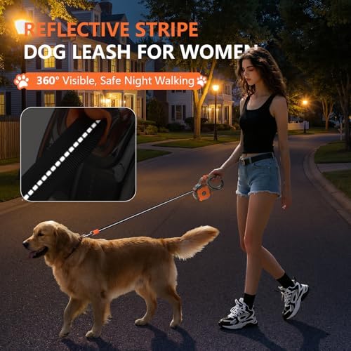 Lightweight and 13Ft Retractable Dog Leash - Anti-Entanglement and one-Hand Brake, Easy to Control - Durable Dog Leash, Designed for Women, Suitable for Small/Medium Dogs - Comfortable Grip
