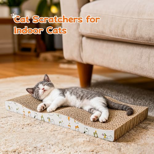 PatiencET Cat Scratch Pad 2 Pack, Waved Cardboard Cat Scratcher