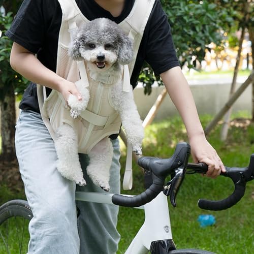 Dog Carriers for Small Dogs Backpack, Legs Out Easy-Fit Dog Front Carrier, Ventilated Mesh Dog Travel Back Pack, Adjustable Pet Backpack for Walking Biking Hiking Camping Outdoor,Medium