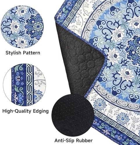 Washable Pee Pads for Dogs 4 Pack,18"x24" Waterproof Non-Slip Reusable Puppy Pad with Fast Absorbent,Leakproof Whelping Pads for Pet Housebreaking (Indigo Blue Medallion, 18"x24"(Pack of 4))