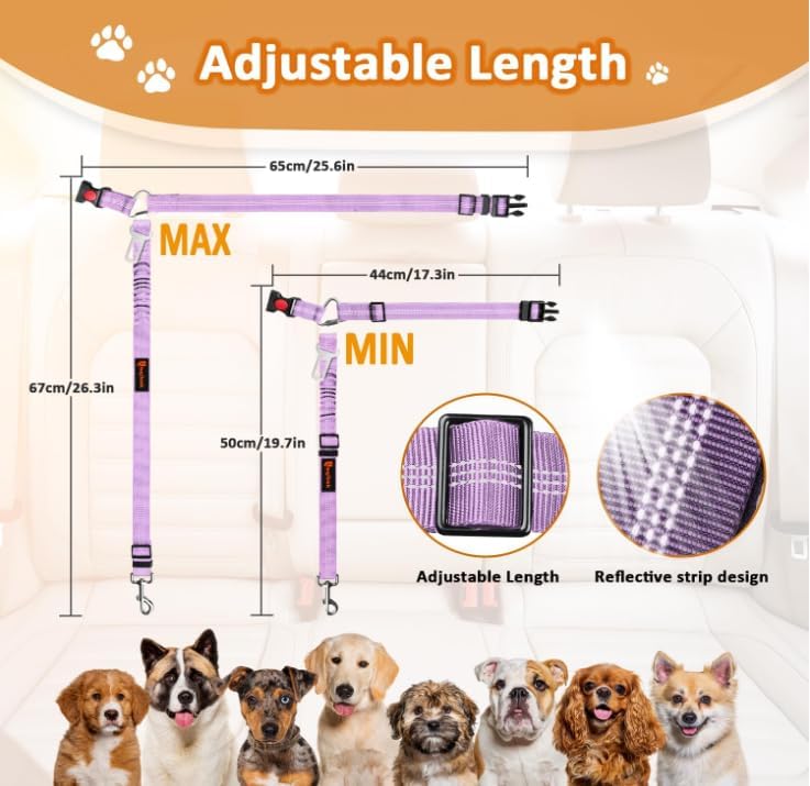 Laqibak Removable Dog Seat Belt Harness for Car, 3 in 1 Pet Seatbelt Leash