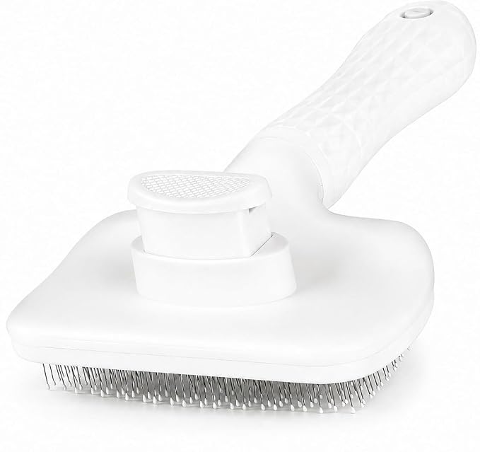 Self-Cleaning Slicker Brush, Dog Cat Bunny Pet Grooming Shedding Brush, Easy to Remove Loose Undercoat, Pet Massaging Tool Suitable for Pets with Long or Short Hair (White)