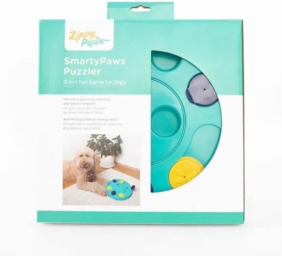 ZippyPaws - SmartyPaws - Puzzler Dog Toy - 3 in 1 Interactive Dog Toy Puzzle, Teaches Problem Solving Skills, Teal