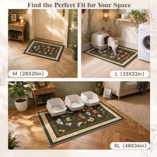 Bienbee Cat Litter Mat, 2 Pack 33" x 22" Machine Washable for Litter Boxes