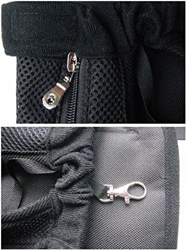 Pet Dog Puppy Cat Carrier Five Holes Backpack Double Shoulder Straps Canvas Cotton Front Chest Backpack Bag(Black, Medium)
