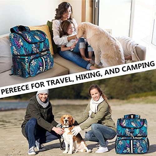 BAGLHER Pet Travel Bag, Double-Layer Pet Supplies Backpack (for All Pet Travel Supplies), Pet Travel Backpack with 2 Silicone Collapsible Bowls and 2 Food Baskets Hawaii