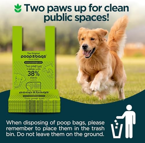 The Original Poop Bags® Dog Poop Bags with Handles, 38% USDA Biobased, Leak-Proof & Easy Tie Waste Bags for Dogs, Unscented, 240 Count