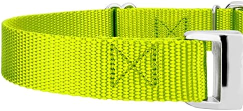 Country Brook Petz - Martingale Dog Collar - Heavy Duty Nylon Adjustable Martingale Dog Collar with Metal Buckle for Small Medium Large Breeds - 30+ Color Options (1 Inch, Large, Hot Yellow)