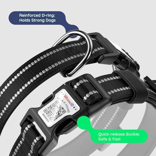 Premium Airtag Dog Collar,with IP68 Waterproof AirTag Holder,Black,XL