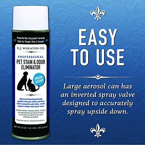 E.J. Wheaton - Pet Stain Odor Eliminator, Professional Strength Enzyme Cleaner for Dog and Cat Urine and More, Large Aerosol Spray, 20 Oz. Can