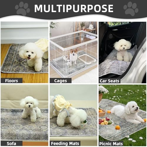 Mihachi Washable Pee Pads for Dogs, 2 Pack Super Absorbent Waterproof and Leak-Proof Reusable Puppy Potty Training Pads, Non-Slip Whelping Pee Pads Pet Mats for Floor,Playpen,Crate,Couch,Sage 24"x36"