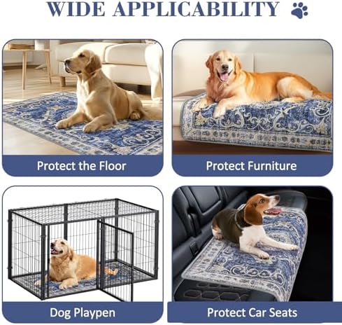 Washable Pee Pads for Dogs, 2 Pack Reusable Puppy Pads Absorbent Training Pads for Dogs Waterproof Dog Mat Non-Slip Whelping Pet Mat (Navy Blue, 36“×24”-2Pack)