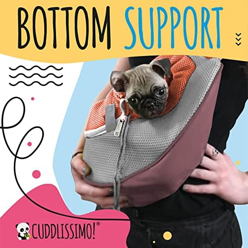 Cuddlissimo Small Dog Sling Carrier, Pet Cat Sling, Puppy Pouch - Red-L