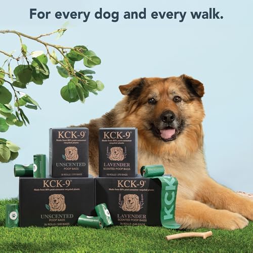 80% Recycled Plastic Dog Poop Bags – Extra Thick, Leak Proof Waste Bags, Big Dog Approved (Unscented, 270 Bags)