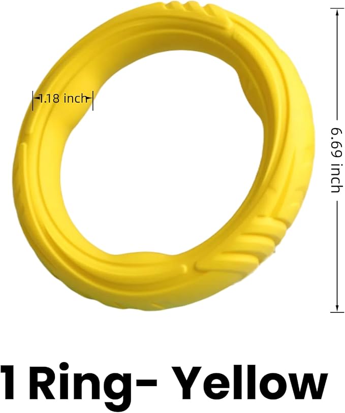 Indestructible Dog Ring Toy, Rubber Soft Dog Chew Toys, Small Medium Large Dogs Frisbee for Aggressive Chewers,Suitable for Tossing, Pulling Training-6.69in Flying Disc (1 Ring)