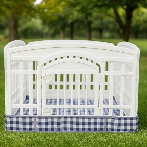 2 Pack Dog Playpen Bottom Pad Fits for 36 Inch 4 Panels Exercise Pet Playpen, Dog Crate Pad Puppy, Hoop and Loop Design (Note: Playpen Not Included). (BlueCheck)