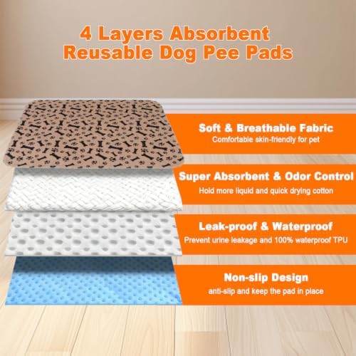 Puppy Pee Pads with Pheromones 2Pack, Washable Puppy Training Pads for Dogs Reusable Puppy Potty Pads for Dogs and Cats(with Pet Hair Removal Gloves)