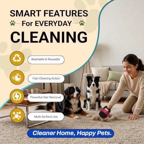 Pet Hair Remover Glove for Dogs & Cats - Reusable Double-Sided Electrostatic Grooming Mitt for Couch, Car Seats, Furniture, & Clothing - Washable Fur & Lint Removal Tool (1 Pack) Burgundy