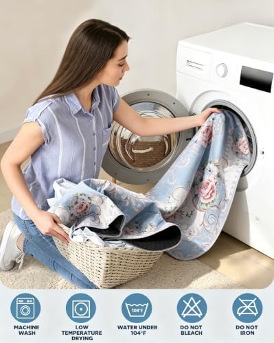 Washable Pee Pads for Dogs 36" x 36" - 4 Pack, Blue Floral, Stylish Reusable Puppy Training Pads - 100% Waterproof & Leak-Proof & Non-Slip, Potty Pads for Whelping, Crate, Floor
