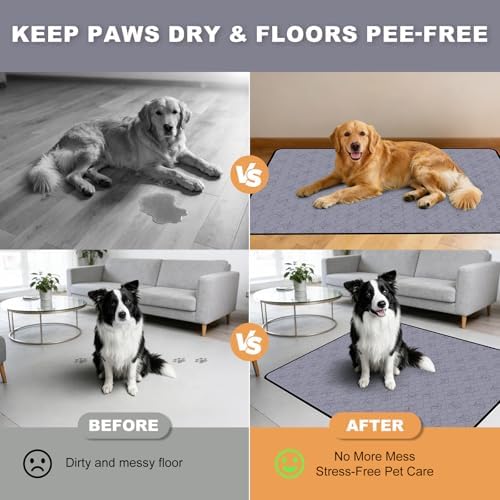 Washable Pee Pads for Dogs 2 Pack, Reusable Waterproof Leak-Proof Puppy Training Pads, Super Absorbent Non-Slip Dog Whelping Pads for Crate, Playpen, Bed & Floor (24"x36" Gray)