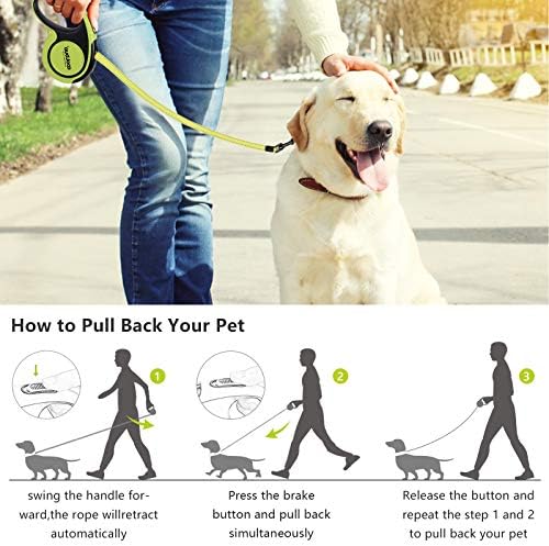 Retractable Dog Lead Extendable Long Heavy Duty Strong Dog Leash for Large Dogs Up to 110lbs