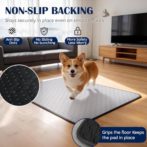 1 Pack Washable Pee Pads for Dogs, 72" x 72", Light Gray