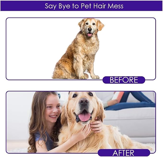 Pet Hair Removal Glove with 255 Silicone Tips for Dogs & Cats, Right Purple | 2-in-1 Deshedding & Massage Mitt, 5-Finger Flexible Design, for Bathing & Grooming, Safe for Long/Short/Curly Hair Pets