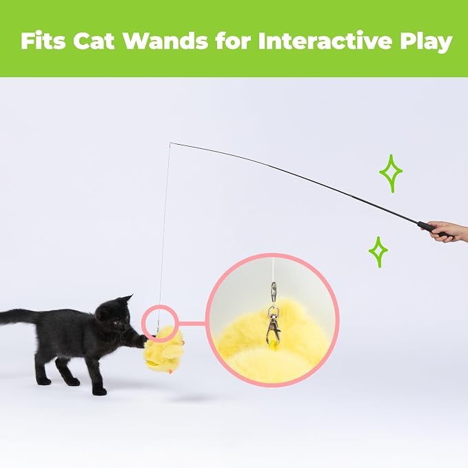 Catify Best Pet Supplies Flapping Duckling, Chick & Bird Cat Toy - Motion-Activated Wings, Realistic Chirps, Catnip-Infused Plush, USB-Rechargeable Indoor Cats & Kittens, Self-Play Enrichment - Yellow