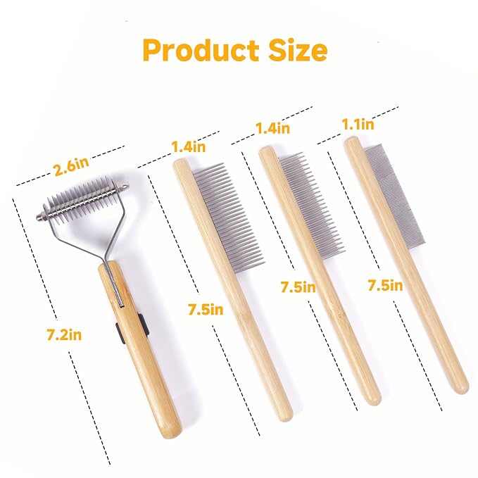 Cat Brush for Long Haired Cats - Long Hair Cat Brush & Comb Tool | Dematting Comb for Cats & Undercoat Brush for Cats - Cat Deshedding Brush Tool, Effective Pet Hair Remover & Cat Grooming Kit